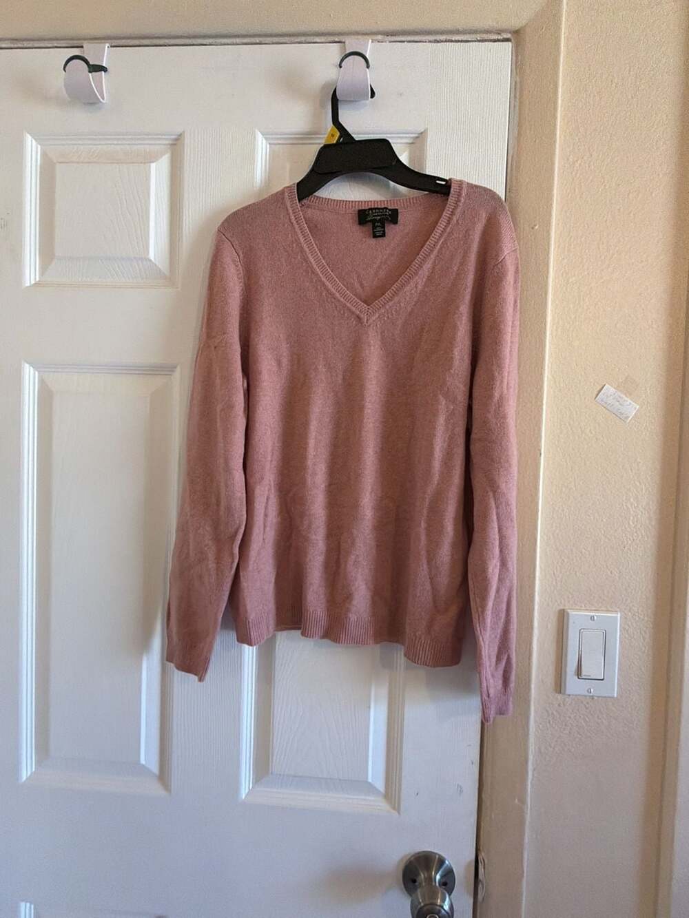 Charter Club V-Neck Cashmere Sweater Size P/L Pink Long Sleeve SOU1001A